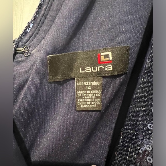 Women’s navy blue sequins evening dress size 14 - Picture 3 of 4